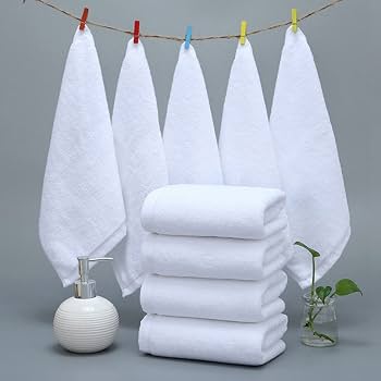 12pcs Set, White Small Washcloth, Fingertip Towel, Facial Towel, Lint-free Hotel Towel, Multi-purpose, Super Absorbent